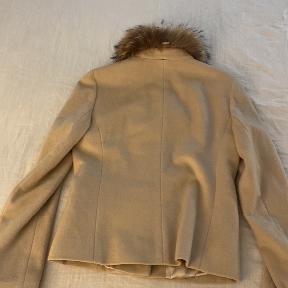 Ann Taylor Wool Camel Coat Fur Collar - Picture 5 of 9
